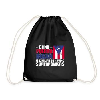 Puerto Rico Flagge | Puerto Ricaner Geschenkideen - Turnbeutel - Schwarz - Vorne