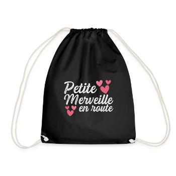 Little Wonder On The Road Future Pregnancy Gift - Drawstring Bag - black - Front