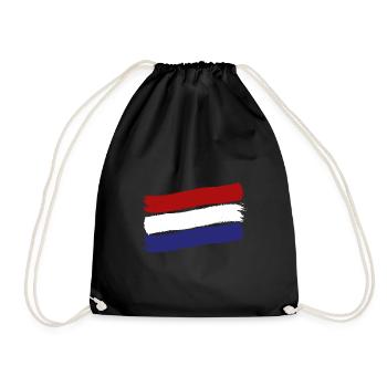 Niederlande Flagge Holland Niederländische Fahne - Turnbeutel - Schwarz - Vorne