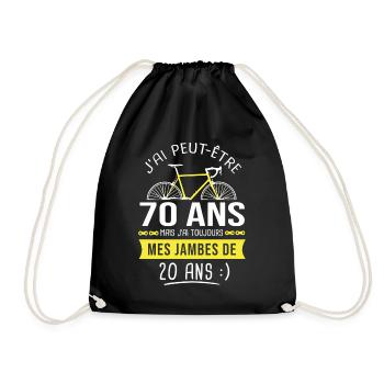 cycliste 70 ans anniversaire 70 ans vélo cyclisme - Sac de sport léger - noir - Devant