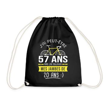 cycliste 57 ans anniversaire 57 ans vélo cyclisme - Sac de sport léger - noir - Devant