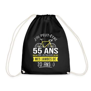 cycliste 55 ans anniversaire 55 ans vélo cyclisme - Sac de sport léger - noir - Devant