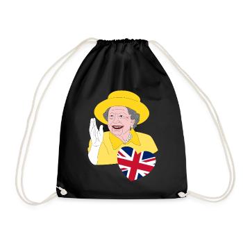 British Queen Elizabeth II with Union Jack - Drawstring Bag - black - Front