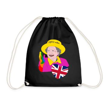 Reine aux couleurs de l’arc-en-ciel avec cœur Union Jack - Sac de sport léger - noir - Devant