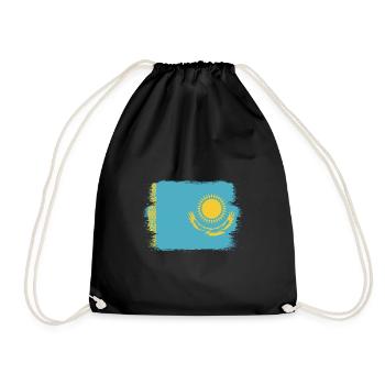 Kasachstan Flagge Kasachstan Fahne Kazakhstan - Turnbeutel - Schwarz - Vorne
