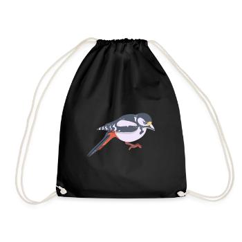 Great spotted woodpecker - Drawstring Bag - black - Front