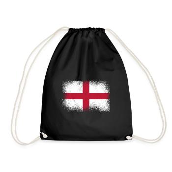 England Flagge Vintage Englische Fahne Used Look - Turnbeutel - Schwarz - Vorne