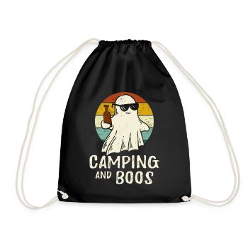 Camping und Boos Halloween Geist Bier Party - Turnbeutel - Schwarz - Vorne