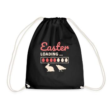 Easter loading, Ostern lödt mit Osterhase und Huhn - Turnbeutel - Schwarz - Vorne