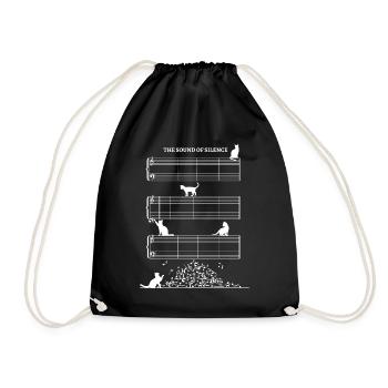 Sound Of Silence Notenblatt ohne Noten mit Katzen - Turnbeutel - Schwarz - Vorne