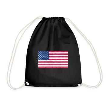 USA Flagge Amerika Fahne Stars & Stripes Patriot - Turnbeutel - Schwarz - Vorne