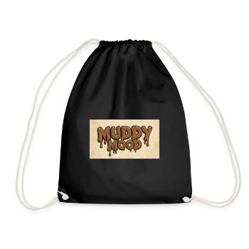 Muddy Mood Schriftzug Design - Turnbeutel - Schwarz - Vorne