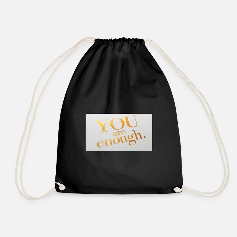 Motivational Gold Foil Text Print - Drawstring Bag - black