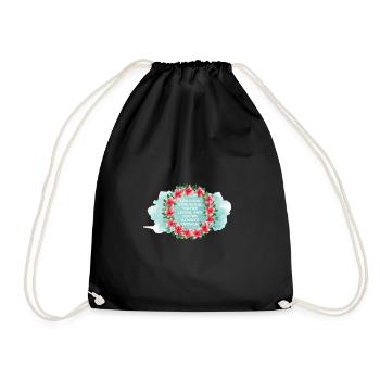 You're Loved & Enough – Watercolor Floral Wreath - Drawstring Bag - black - Front