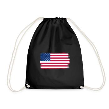 USA Flagge Amerika Fahne Stars & Stripes Patriot - Turnbeutel - Schwarz - Vorne