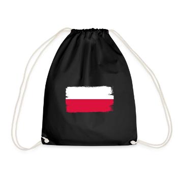 Poland Flag Used Look Polska Polish Flag - Drawstring Bag - black - Front
