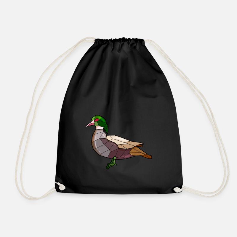Ente geometrisch Vogel - Turnbeutel - Schwarz