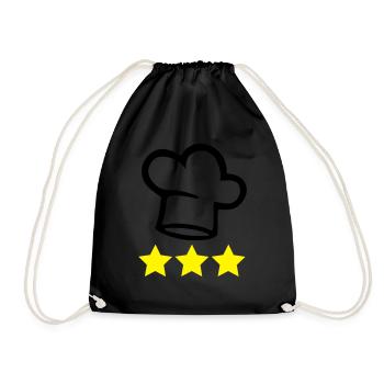 Chef's hat cook 3 stars - Drawstring Bag - black - Front