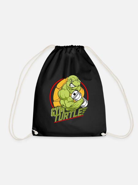 Gym Turtle Gym Design - Drawstring Bag - black