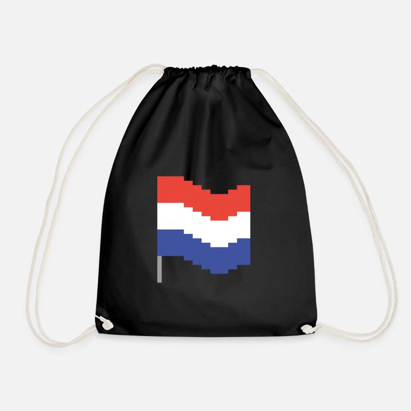 Niederlande Flagge Pixel Art - Turnbeutel - Schwarz
