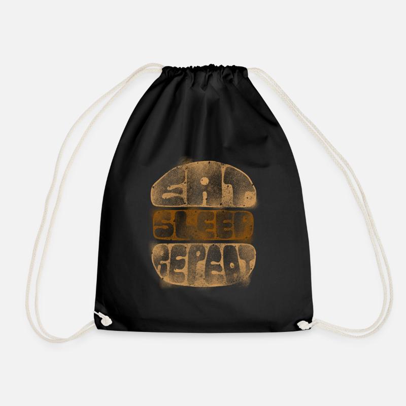 Burger Eat Sleep Repeat - Drawstring Bag - black