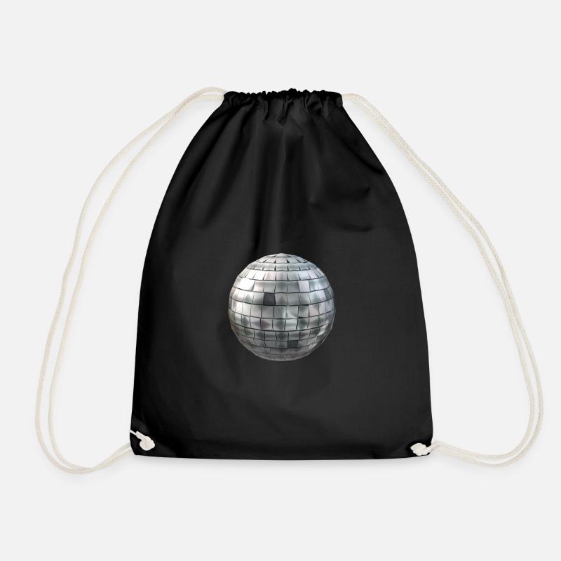 Silver disco ball - Drawstring Bag - black
