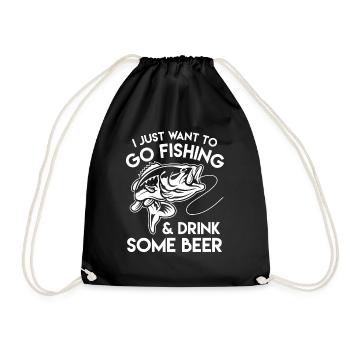 Je veux juste aller à la pêche et boire de la bière - Sac de sport léger - noir - Devant