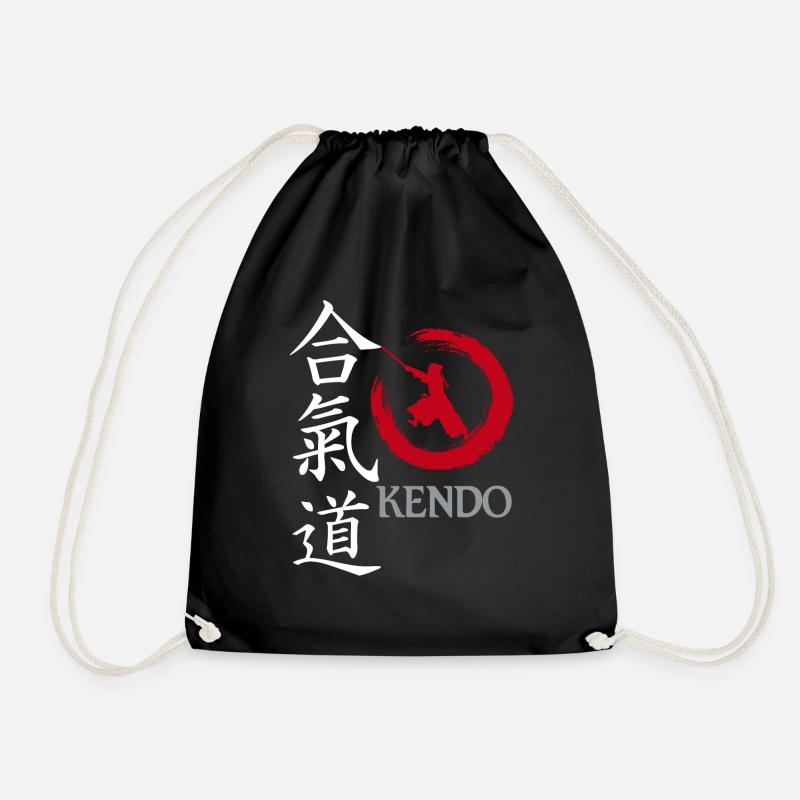 Kendo-Ideogramm und Zeichnung - Turnbeutel - Schwarz