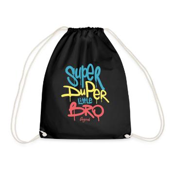 Super duper little bro originals gift idea - Drawstring Bag - black - Front