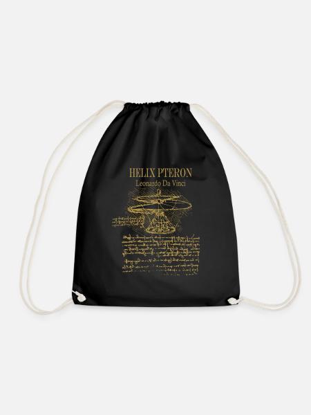 Leonardo da Vinci - Helix Pteron - Propeller - Drawstring Bag - black