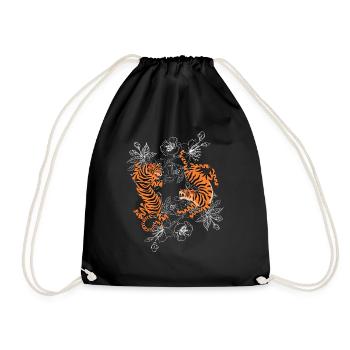 Japanische Tiger mit Kirschblüten - Turnbeutel - Schwarz - Vorne