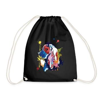 Cocker spaniel - bunte Illustration - Turnbeutel - Schwarz - Vorne