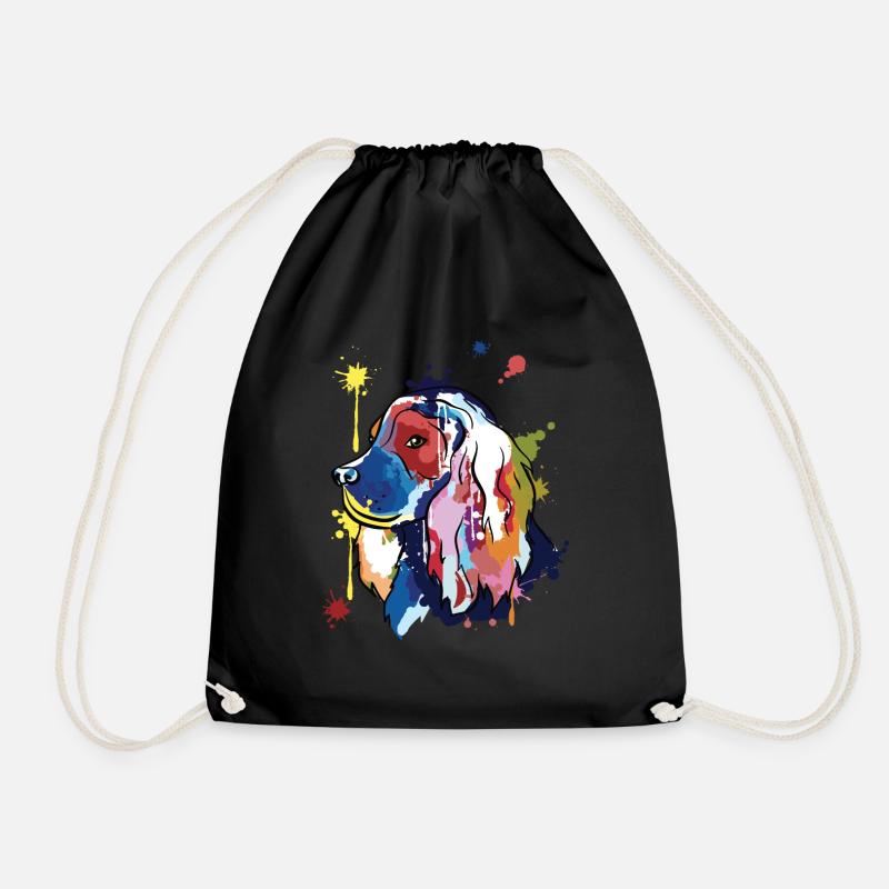 Cocker spaniel - bunte Illustration - Turnbeutel - Schwarz