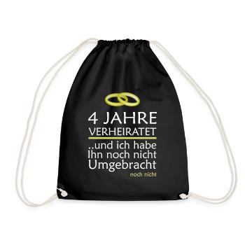 4 Jahre Verheiratet Seidene Hochzeit Geschenkidee - Turnbeutel - Schwarz - Vorne