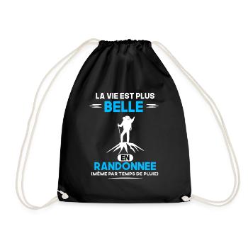 La Vie est plus belle en Randonnée humour cadeau - Sac de sport léger - noir - Devant