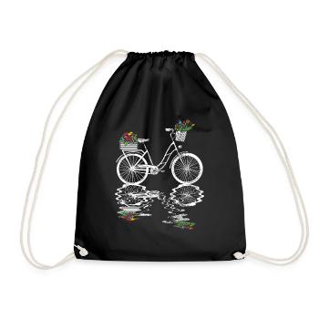 Bicycle with flowers Cyclist Cyclist - Drawstring Bag - black - Front