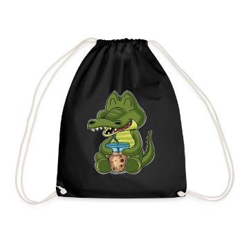 Bubble Tea Kawaii Crocodile I Boba Tea Otaku - Turnbeutel - Schwarz - Vorne