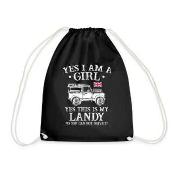 Yes I am a Girl Yes This is My Landy - Turnbeutel - Schwarz - Vorne