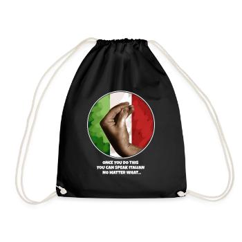 Italian Hand Gesture Italia Italy Italiano Flag - Turnbeutel - Schwarz - Vorne