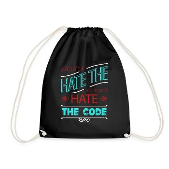 happy funny quote analyst funny joke humor coding - Drawstring Bag - black - Front