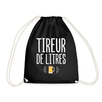 Tireur de litres cadeau humour alcool bière homme - Sac de sport léger - noir - Devant