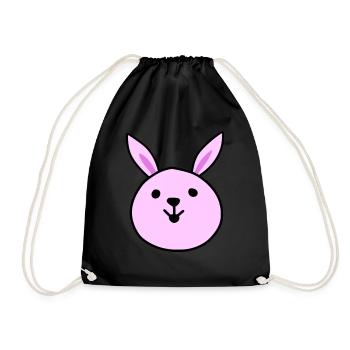 Cute pink rabbit - Drawstring Bag - black - Front