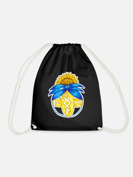 Motanka, traditionelle ukrainische Puppe. Gelb blau. - Turnbeutel - Schwarz