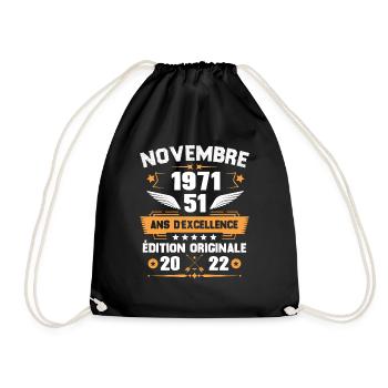 Novembre 1971 Idée Cadeau D'anniversaire 51 Ans - Sac de sport léger - noir - Devant