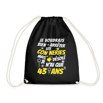 connerie 43 ans / cadeau anniversaire 43 ans - Sac de sport léger - noir - Devant