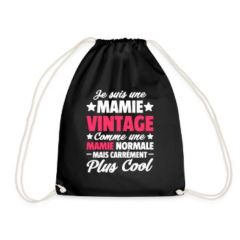 je suis une mamie vintage / humour grand-mère - Sac de sport léger - noir - Devant