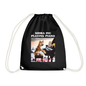 SHIBA INU PIANO - Drawstring Bag - black - Front