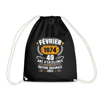Cadeau D'anniversaire 49 Ans Février 1974 Vintage - Sac de sport léger - noir - Devant