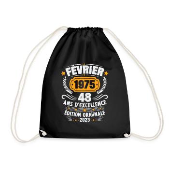 Cadeau D'anniversaire 48 Ans Février 1975 Vintage - Sac de sport léger - noir - Devant