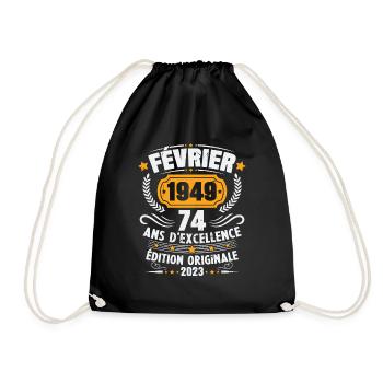 Cadeau D'anniversaire 74 Ans Février 1949 Vintage - Sac de sport léger - noir - Devant